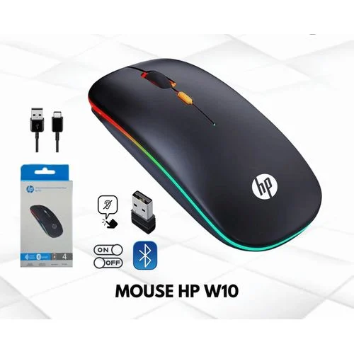 Hp W10 Wireless and Bluetooth Rechargeable Mouse with Led Light Black - Image 3