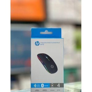 Hp W10 Wireless and Bluetooth Rechargeable Mouse with Led Light Black