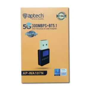 Aptech AP-WA107N 300Mbps High Speed Wireless N USB WiFi Adapter with Bluetooth 5.1 Combo