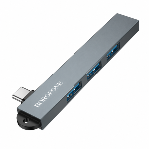 Borofone FH1A Multi-Function 4 in 1 Type-C to USB 2.0 x 3 and USB 3.0 HUB Adapter