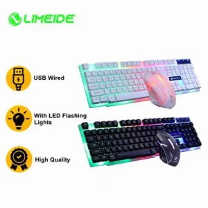 LIMEIDE Gaming Keyboard Mouse GTX350 RGB Rainbow Colorful LED Light Keyboard Mouse Combo