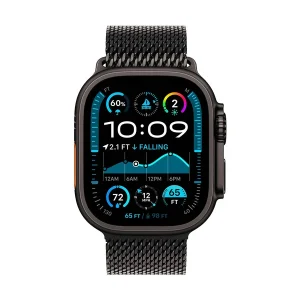 Apple Watch Ultra 2 49mm (GPS+Cellular) Black Titanium Case with Black Titanium Milanese Loop Small Band #MX4W3xx/A