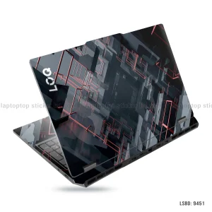 Futuristic Black & Red Geometric Precut Laptop Sticker