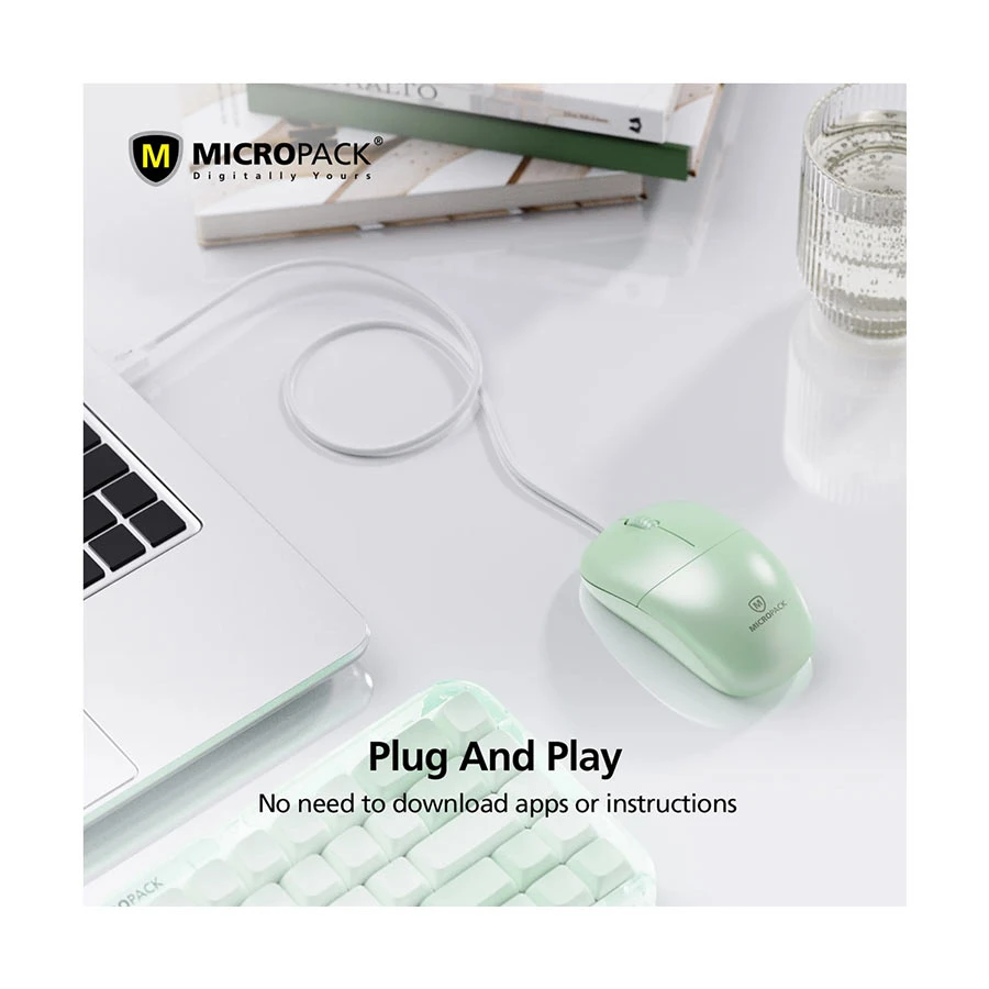 Micropack M-105 Silent Green Wired Optical Mouse - Image 3